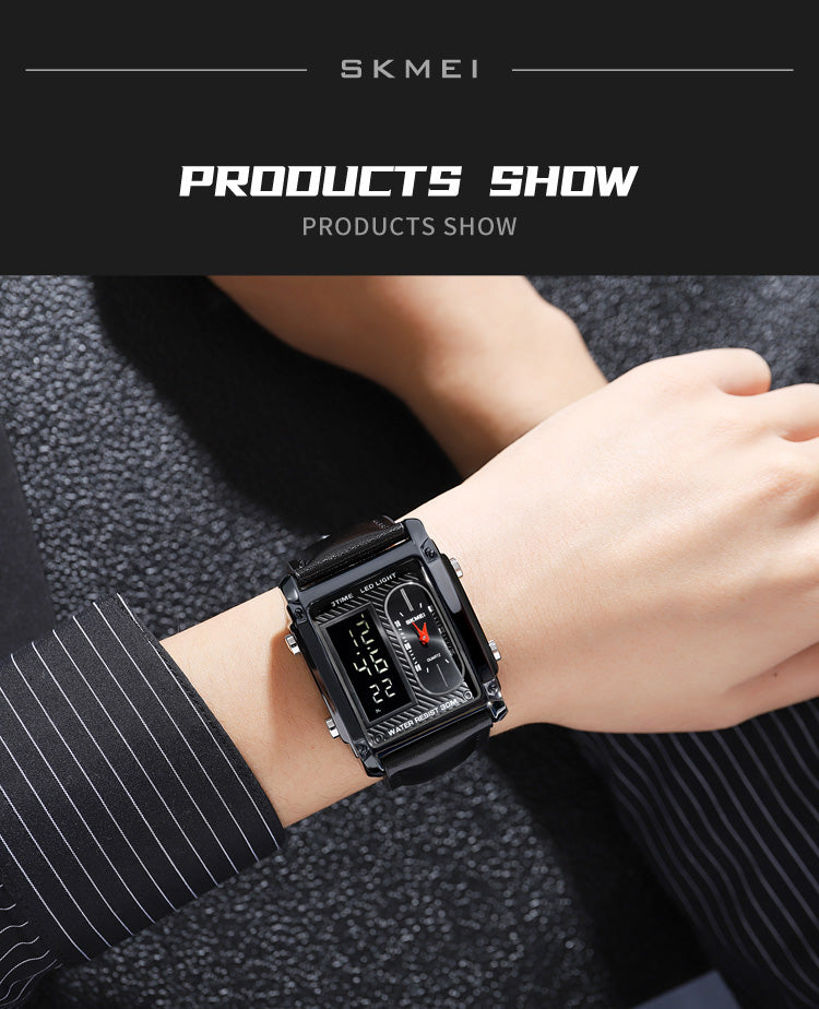 SKMEI Men's Fashion Watch Date Week LED Luminous Alarm Clock Waterproof