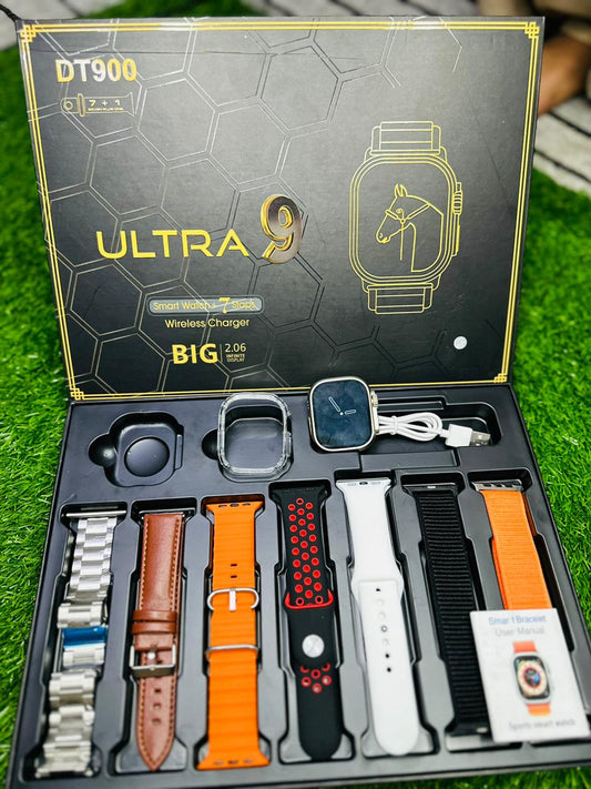 7 in 1 Ultra Smart Watch Dt900 Ultra Smart Watch with 7 free straps