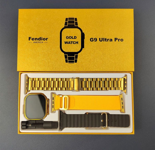 G9 Ultra Pro Smart Watch Gold Edition With 2 Extra Straps & Always On Display