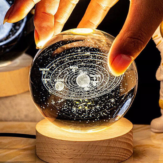 USB LED Night Light Galaxy Crystal Ball Table Lamp 3D Planet Moon Lamp Bedroom